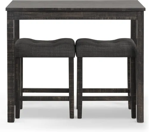 Miniatura 3 de Roundhill Furniture Sora Wood - Juego de comedor de 3 piezas, altura de mostrador, gris, gris