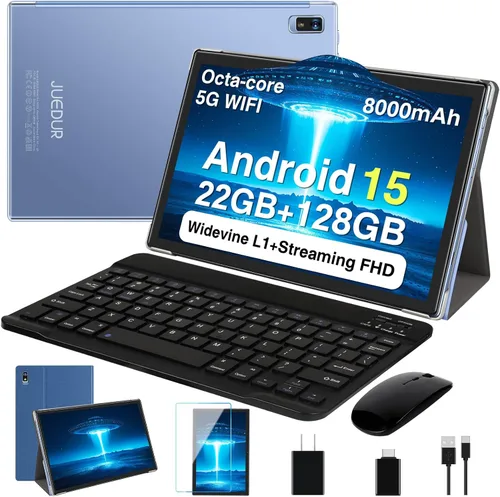 Tablet 2026, tabletas Android 15 de 10 pulgadas 22GB+128GB+1TB Expand, tableta electrónica 2 en 1 Octa-Core con funda de teclado y mouse, batería de