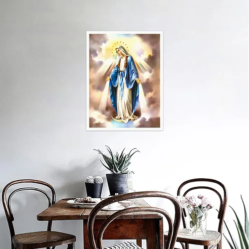 Miniatura 6 de NONBER Póster vintage de arte religioso de la Virgen María, póster de arte católico, pintura en lienzo, cuadros de arte de pared, 12 x 16 pulgadas
