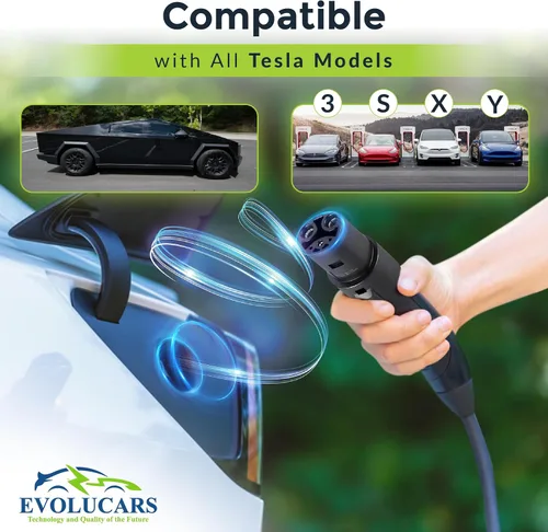 Miniatura 4 de Adaptador J1772 a Tesla 60A 250V Carga Rápida Certificada Seguridad Testada UL/CE/FCC/RoHS Adaptador de Carga EV Nivel 2 Sin