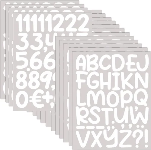 Miniatura 13 de 840 piezas de 16 hojas de calcomanías de letras grandes de 2 pulgadas, calcomanías de vinilo autoadhesivas impermeables para números, adecuadas