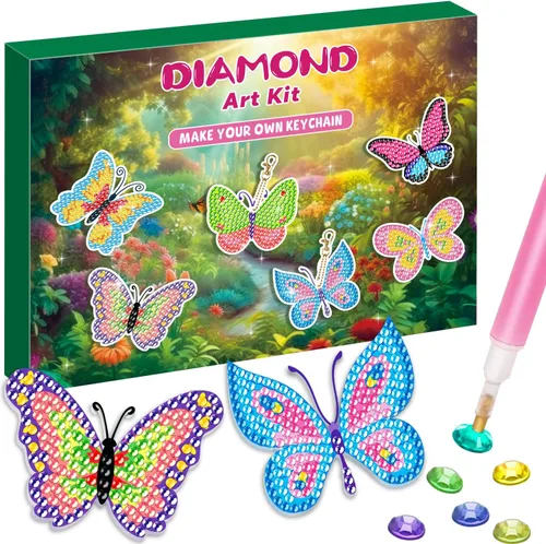 Miniatura 8 de Labeol Artes y manualidades para niños de 8 a 12 años – Crea tus propios llaveros GEM, arte de diamantes 5D por números, kits de arte GEM para niños