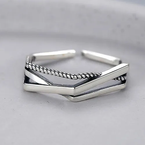 Miniatura 159 de Anillo de plata de ley 925, minimalista, ajustable, hecho a mano, para mujeres y niñas