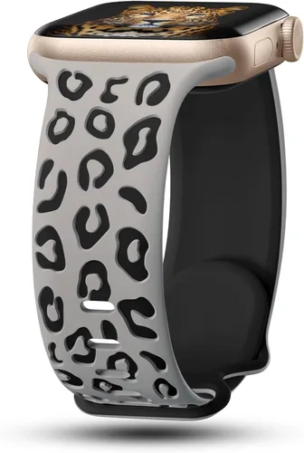 Miniatura 21 de CreateGreat Correas de leopardo grabadas compatibles con Apple Watch Band de 1.575 in 1.614 in 1.496 in 1.654 in 1.732 in 1.772 in 1.811 in 1.929 in