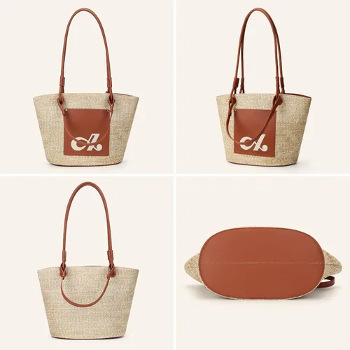 Miniatura 7 de ACUARIO Bolsa de paja para mujer, bolso tejido grande, bolso de mano de verano, bolso de hombro para mujer
