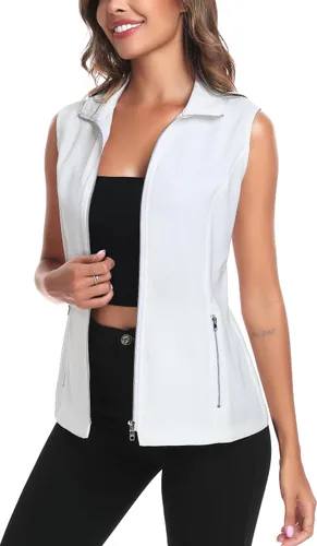 Miniatura 2 de MISS MOLY Chalecos para mujer, estilo casual, ligero, con cremallera completa, chaleco militar sin mangas, para golf, con bolsillos