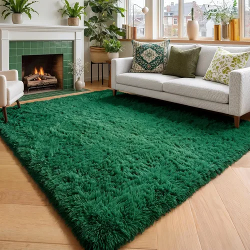 Miniatura 11 de Alfombras moradas para dormitorio de niñas, alfombra de 5 x 8 pies, alfombra peluda esponjosa para sala de estar, alfombras peludas gruesas