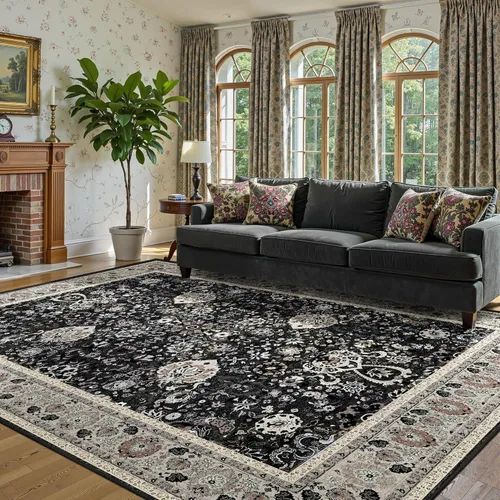 Miniatura 25 de Alfombras de área de 5 x 8 pies para dormitorio, alfombra lavable de 5 x 8, alfombra vintage grande, antideslizante, alfombra bohemia para sala