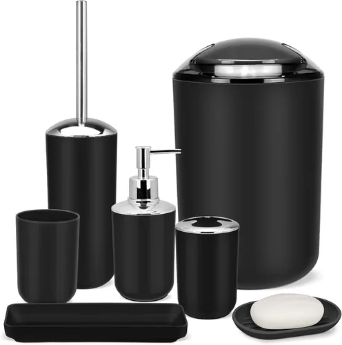 Miniatura 18 de Conjunto de Accesorios de Baño IMAVO, Juego de Baño Verde, Juego de 7 Piezas de Accesorios de Baño, Bandeja, Cepillo de Inodoro, Bote de Basura