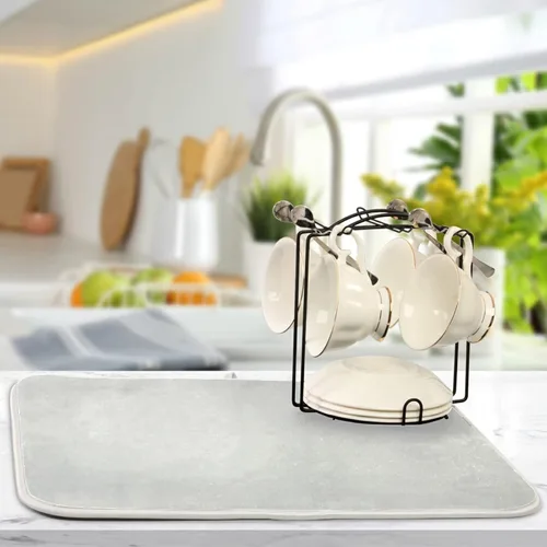 Miniatura 58 de Tapete rojo para secar platos pequeños, accesorios de cocina, tapete escurridor de platos de microfibra, resistente al calor, 16 x 18 pulgadas