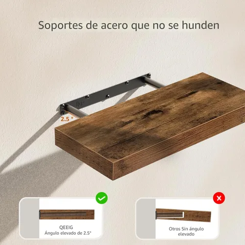Miniatura 5 de QEEIG Estantes flotantes de baño para pared, estante de pared de 15.7 pulgadas sobre el inodoro, decoración del hogar, estantería pequeña de 15.7 x