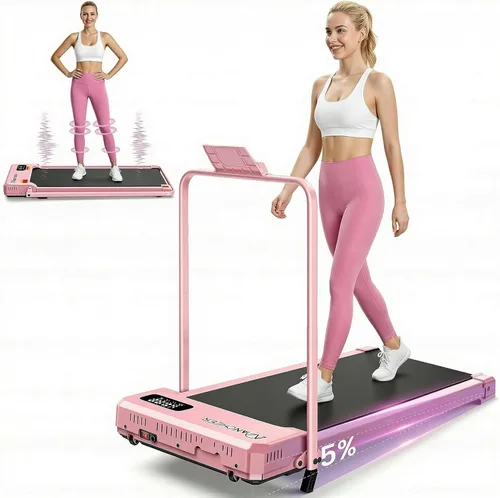Miniatura 12 de Caminadora pequeña con inclinación – Cintas de correr para debajo del escritorio con barra de asa, cintas de correr plegables portátiles compactas