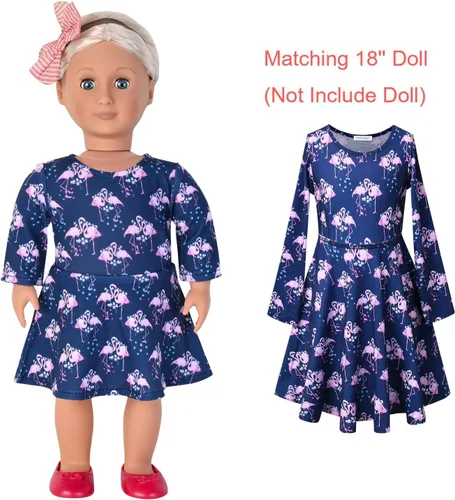 Miniatura 6 de Perfashion Vestidos a juego para niñas y muñecas sin mangasmanga larga, acampanados, faldas de fiesta de unicornio