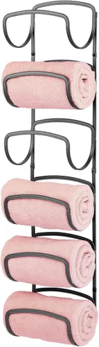 mDesign Toallero moderno y decorativo de seis niveles para baño, soporte y organizador, para montar en la pared, para almacenamiento de toallas de