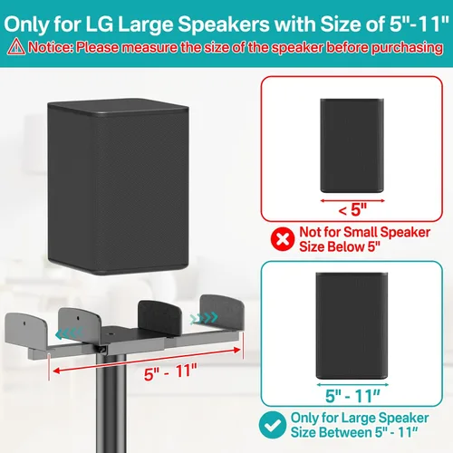 Miniatura 2 de Par de soportes de altavoces de alta resistencia para soportes de altavoces LG con soporte de barra de sonido LG, soportes de altavoces de piso