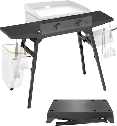 Sivsis Blackstone Soporte de parrilla para 17 o 22 pulgadas, soporte de parrilla portátil Blackstone con estante lateral, ganchos para herramientas,