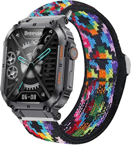 Miniatura 17 de Lamshaw Correa de reloj de 0.866 pulgadas, correa de repuesto ajustable de nailon elástico elástico compatible con reloj inteligente KACLUT/EIGIIS