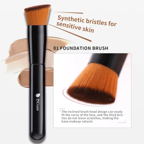 Miniatura 3 de DUcare Brocha para base y corrector, 2 unidades, bronceador de contorno, brocha Kabuki para cara, mezcla de líquidos sintéticos, herramientas