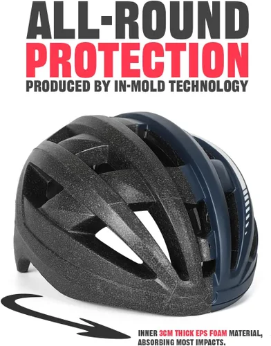 Miniatura 7 de VICTGOAL Casco de bicicleta para hombres y mujeres con luz LED, gafas magnéticas desmontables, visera solar extraíble, casco de bicicleta de montaña