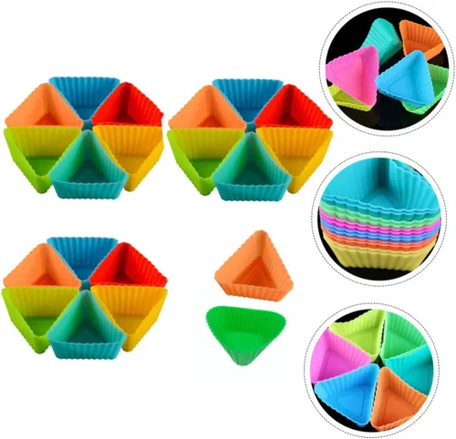 Miniatura 6 de Ciieeo 20 piezas de taza triangular para muffins, tazas de postre, moldes de pastelería, moldes para magdalenas, moldes para hornear bricolaje