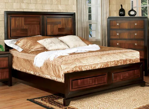 Miniatura 2 de Furniture of America Cleo - Cama de transición multitono, Queen, Acacia/nogal