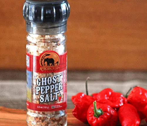 Miniatura 8 de African Dream Foods - Sal picante de pimienta fantasma Sal de chile totalmente natural Fabricado con pimientos fantasma africanos 3.5 onzas