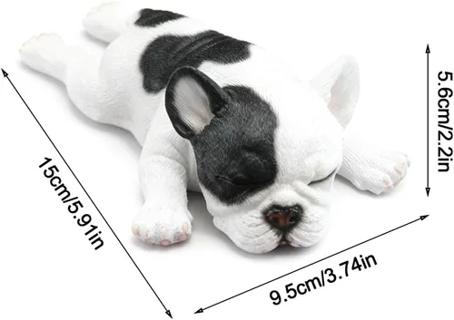 Miniatura 9 de Figura de bulldog francés durmiendo, estatua creativa de bulldog de resina, linda escultura de bulldog para decoración del hogar y la oficina