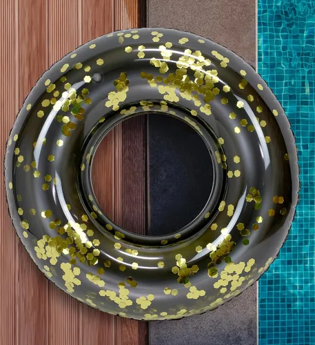 Miniatura 7 de POZA Flotador inflable para piscina, flotador de anillo de natación de confeti resistente a los rayos UV, flotadores inflables resistentes
