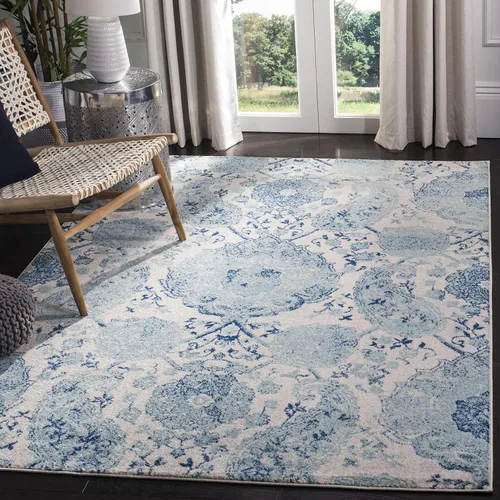 Safavieh - Alfombra con diseño de estampado de cachemira, no desprende pelo, cuadrada de 3 pies, color crema y turquesa, colección Madison MAD600E