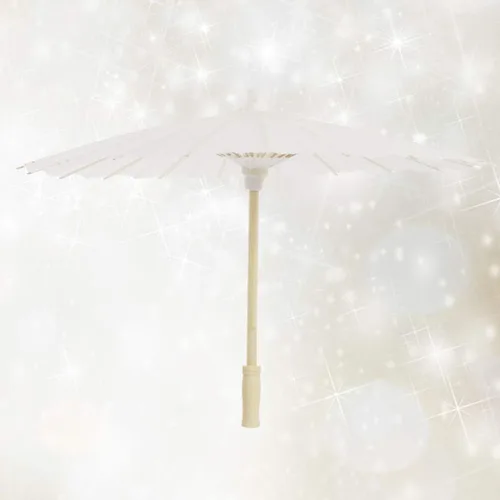Miniatura 7 de Toyvian Sombrilla de papel decorativo blanco para manualidades y accesorios fotográficos (15.7 pulgadas, mango de estilo aleatorio)