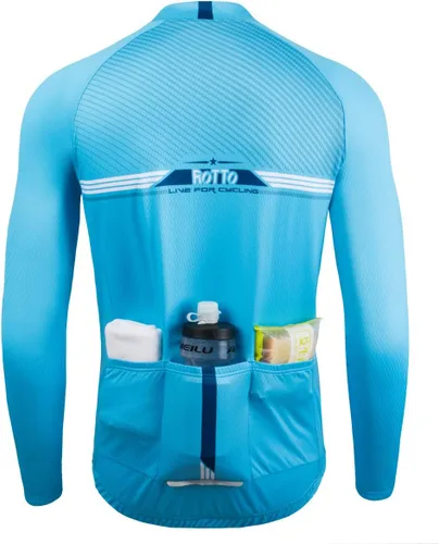 Miniatura 2 de ROTTO Camiseta de ciclismo para hombre, manga larga, línea simple, serie