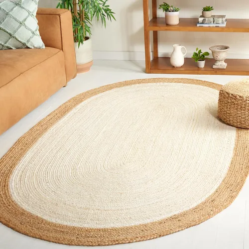 Miniatura 34 de SAFAVIEH Alfombra de Área Redonda de 10' - Colección de Fibra Natural - Verde y Marrón Natural, Yute Hecho a Mano, Diseño de Borde Trenzado (NF801G)