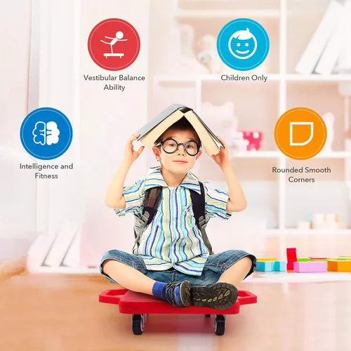 Miniatura 2 de Tabla de sentarse para niños con ruedas universales – Scooter de plástico de seguridad para niños de 6 a 12 años – Scooter deportivo manual con asas