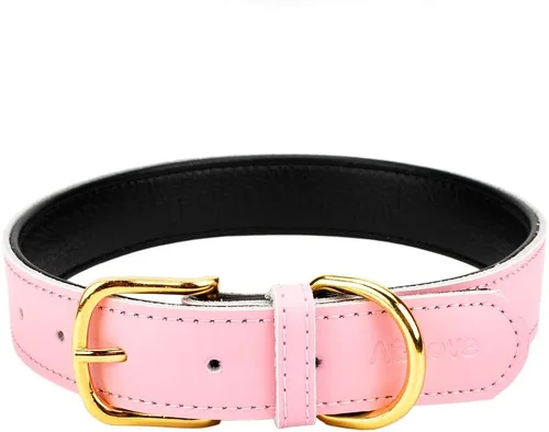 Miniatura 9 de Collares de cuero para mascotas, acolchados, para gatos, cachorros, perros pequeños y medianos, Negro