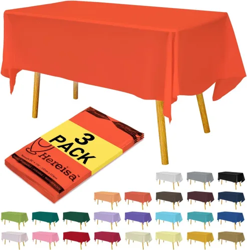 Miniatura 103 de Paquete de 3 manteles de plástico desechables de 54 x 108 pulgadas, manteles de color blanco hueso, manteles de fiesta nupcial para fiestas