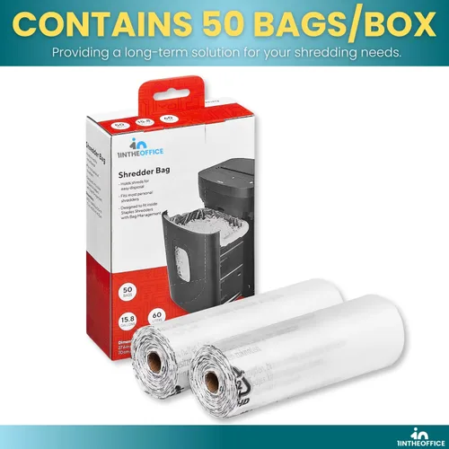Miniatura 5 de Bolsas para trituradora 1InTheOffice de 15.8 galones, bolsas de residuos para trituradora de papel de 15.8 galones, 50/caja