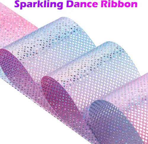 Miniatura 2 de 14 piezas de cintas brillantes de danza para niños y niñas, princesa, sirena, ballet, bailarina, gimnasia, artículos para fiestas de cumpleaños