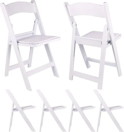 Miniatura 5 de BTEXPERT Silla plegable de resina, asiento acolchado de vinilo para interiores y exteriores, juego ligero para el hogar, eventos, fiestas, picnic