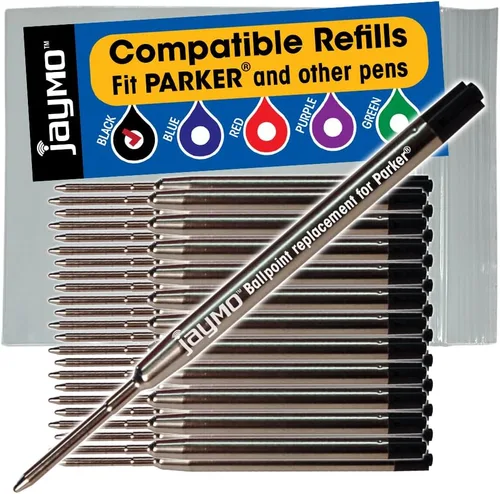 Miniatura 18 de Jaymo - Repuesto para bolígrafo Parker 1950369, mide 3.875 pulgadas de largo, repuesto para bolígrafo G2, 12, color negro Parker negro 12