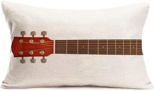 Miniatura 5 de Funda de cojín rectangular para guitarra, música y instrumentos musicales, funda de cojín rectangular para guitarra acústica vintage, 12 x 20