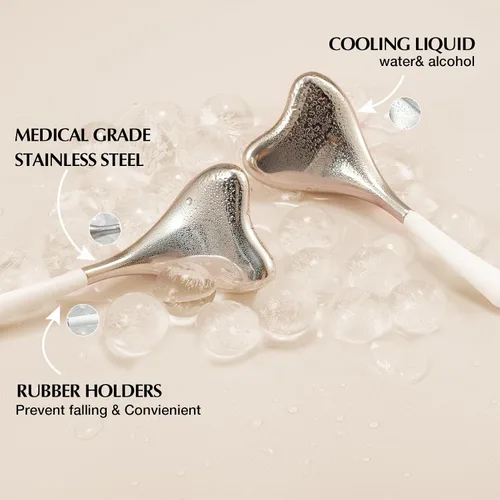 Miniatura 7 de Gua Sha Cryo Sticks 2 en 1, herramientas para el cuidado facial de la piel para mujeres, masaje facial y de ojos, suministros esteticistas de acero