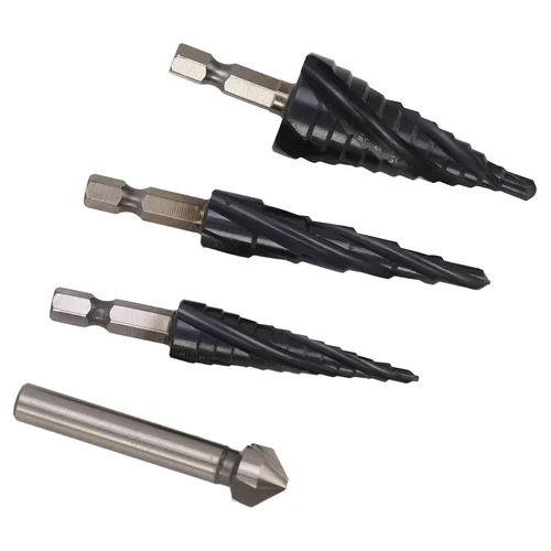 Miniatura 8 de M35 Cobalt Step Drill Bit Set, 4 Spiral Flute Step Bits with 1/4 Inch Shank, Multi Functional Step Bit for Metal Wood Plastic, Includes 3 Step Bits