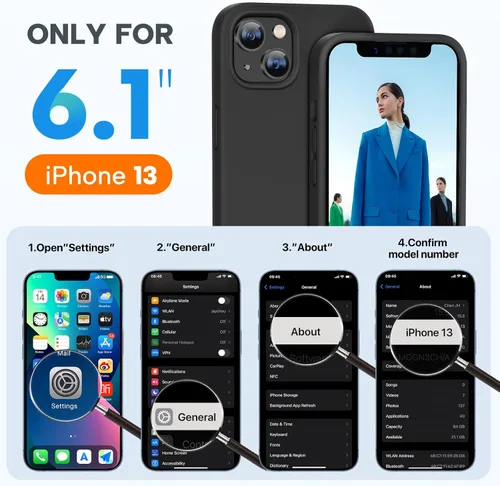 Miniatura 6 de Miracase - Funda diseñada para iPhone 13 con protector de pantalla de vidrio templado y forro de microfibra suave antiarañazos, funda de silicona