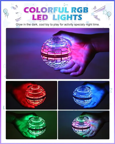 Miniatura 3 de Bola mágica de orbe volador con luces, mini dron operado a mano OVNI, juguete galáctico Fidget Spinner Boomerang Hover, regalo de cumpleaños