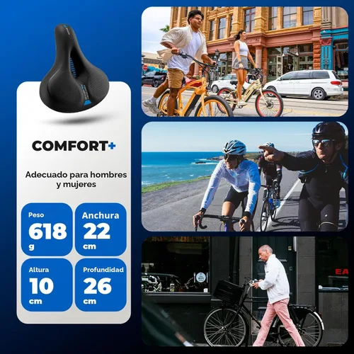 Miniatura 8 de ROCKBROS Asiento de bicicleta cómodo para bicicleta de montaña, accesorios para hombres y mujeres, cojín de asiento de bicicleta ancho suave