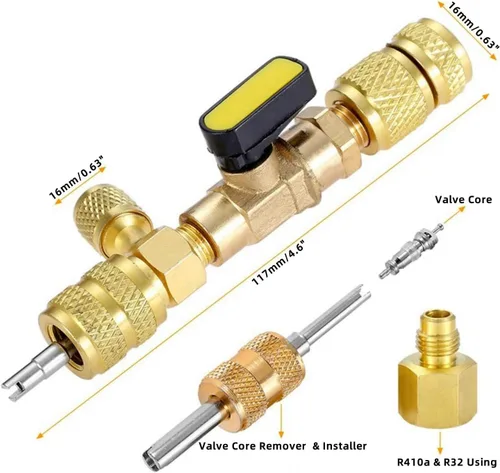 Miniatura 2 de R410A R22 Herramienta de instalación de extracción de núcleo de válvula de CA, removedor de núcleo de válvula, doble tamaño de 1/4 "-5/16
