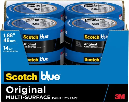 Cinta de Pintor Multisuperficie Original ScotchBlue, 1.88 pulgadas x 60 yardas, 12 rollos, azul, cinta de pintor protege superficies y se quita