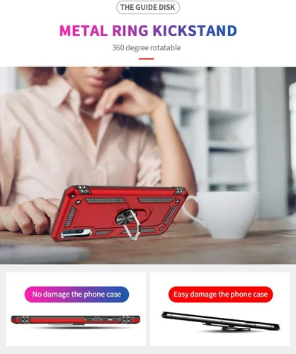 Miniatura 9 de Carcasa de grado militar para Samsung Galaxy A50, anillo giratorio de metal 360, soporte magnético para montaje en automóvil, resistente a prueba
