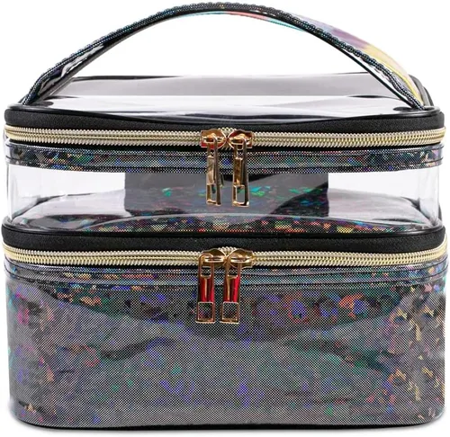 FITINI Bolsas de Maquillaje de Doble Capa para Almacenamiento de Viaje Estuches Cosméticos Organizador de Maquillaje Bolsas de Aseo Resistentes al