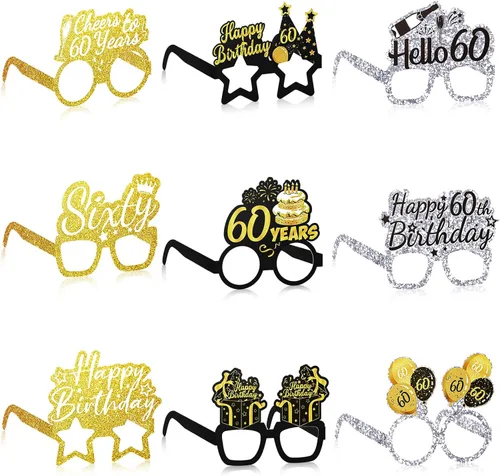 Miniatura 7 de Threan 36 piezas de decoración de gafas de fiesta de cumpleaños número 50, regalos de gafas de papel de cumpleaños para hombres y mujeres